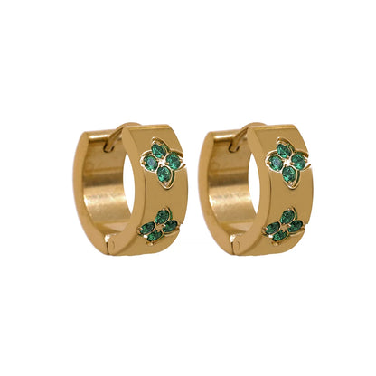 Pink green white cubic zirconia hoop earrings - product image