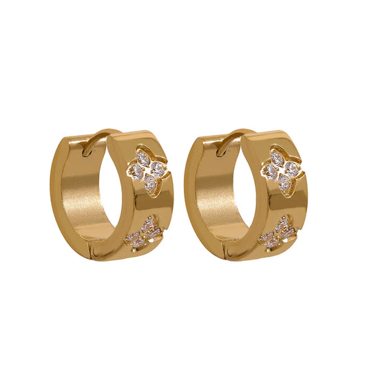 Pink green white cubic zirconia hoop earrings - product image