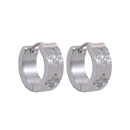 Pink green white cubic zirconia hoop earrings - product image