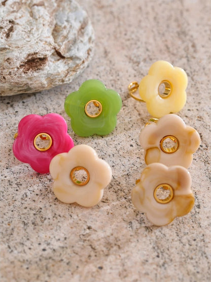 Pink green yellow grey thick resin adjustable ring - product image