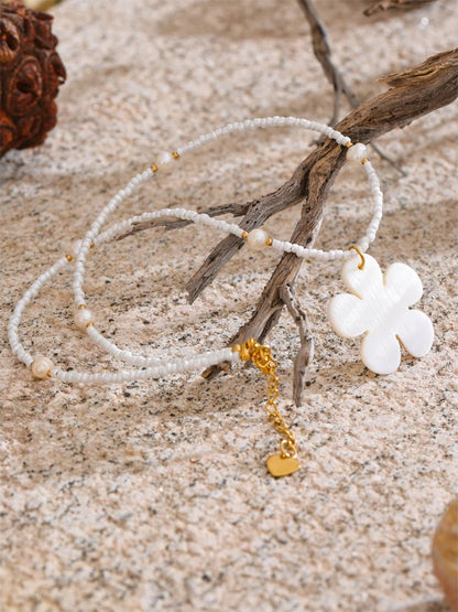 Plastic beads pearls flower pendant necklace - product image