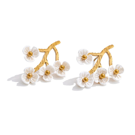 Plastic flower korean stud earrings women - product image