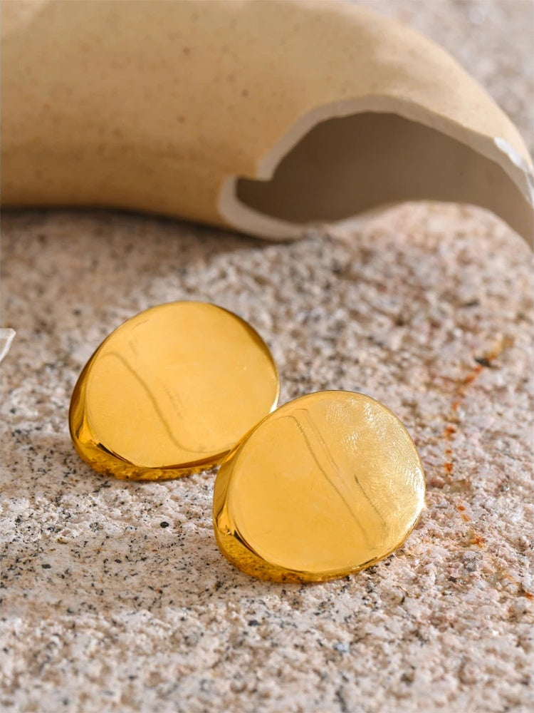 Polished abstract big stud earrings - product image