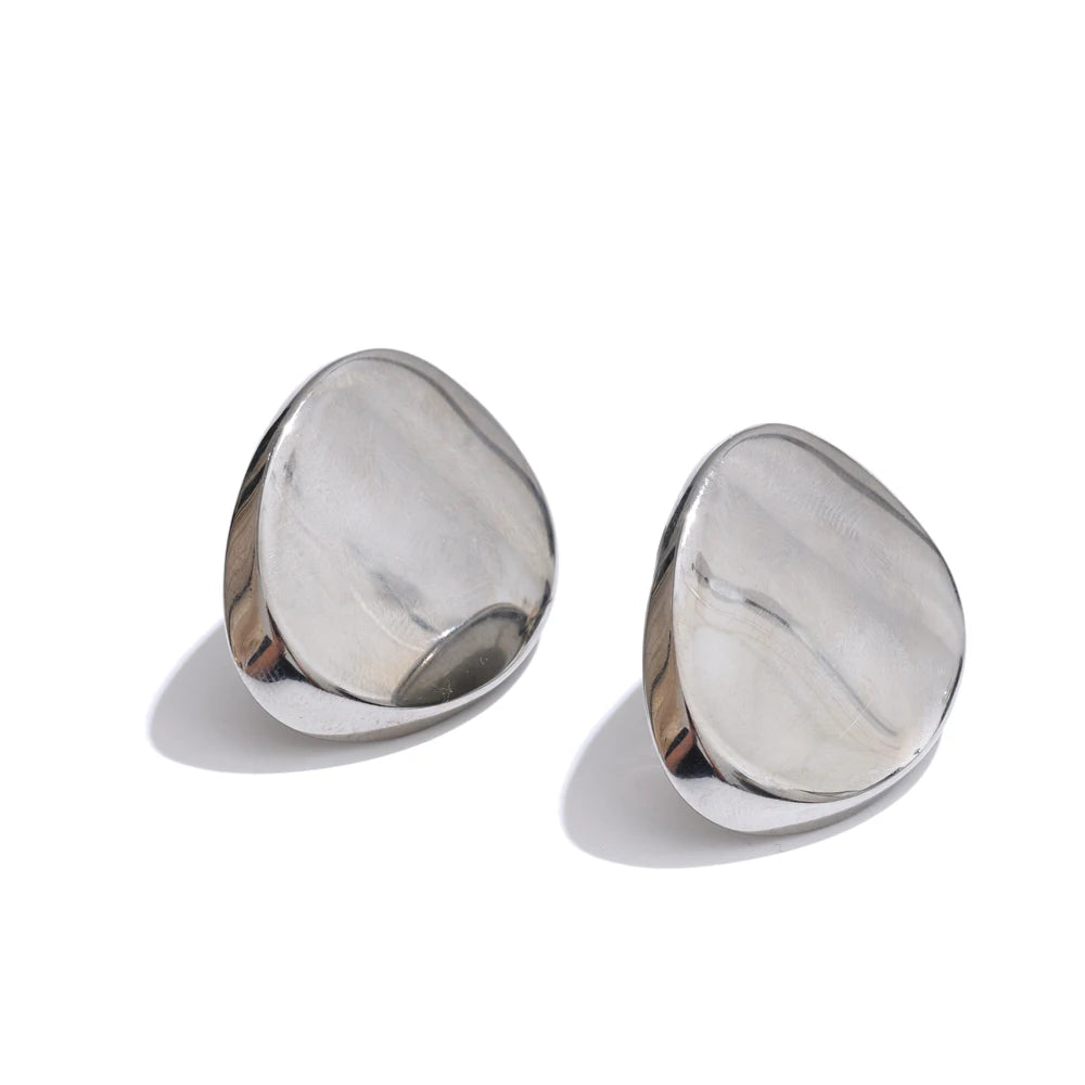 Polished abstract big stud earrings - product image