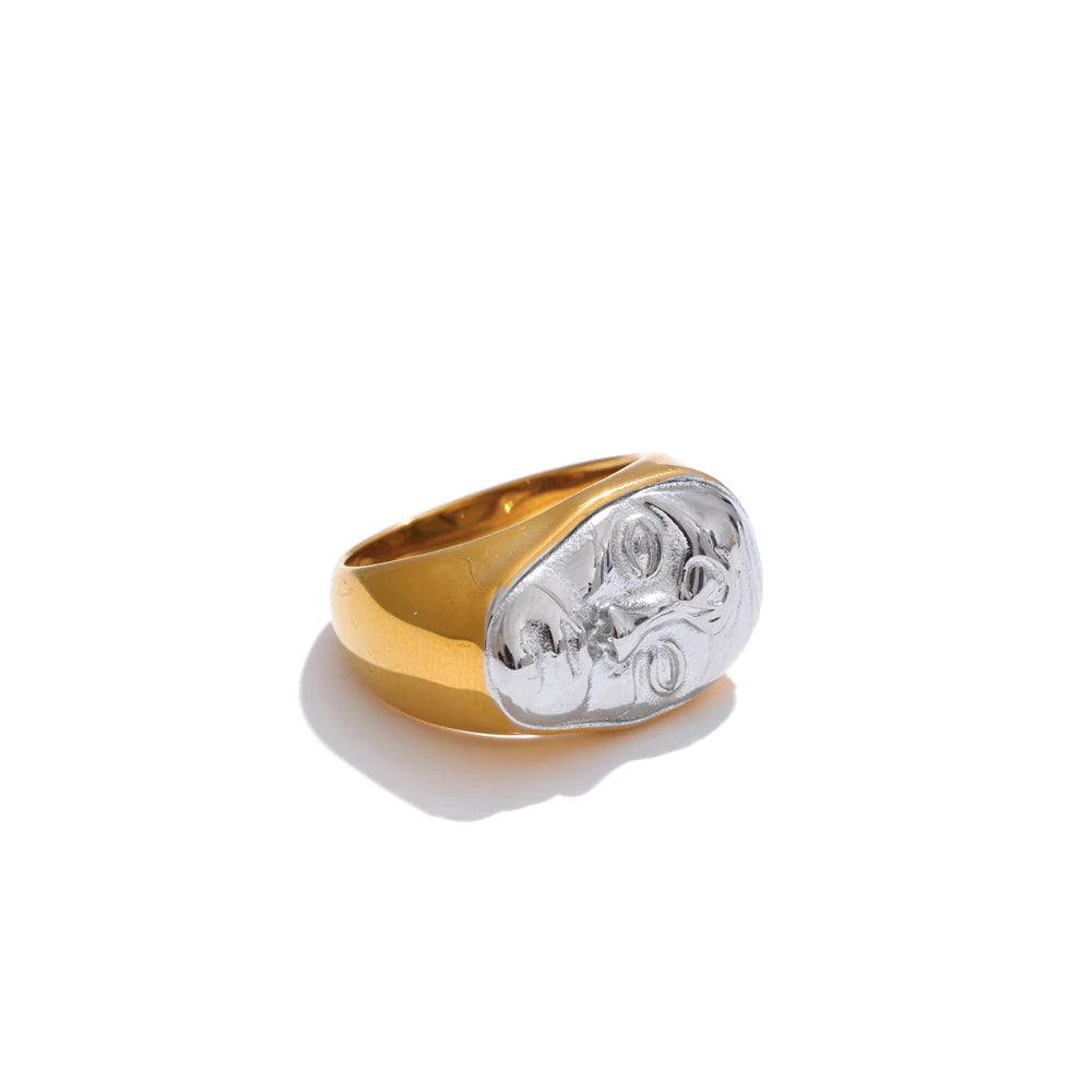 Polished face design statement fashion ring - product image