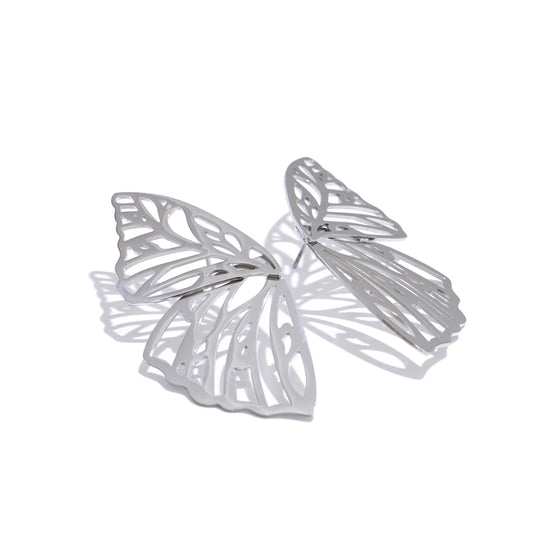 Polished hollow big butterfly minimalist stud earrings - product image