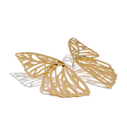 Polished hollow big butterfly minimalist stud earrings - product image