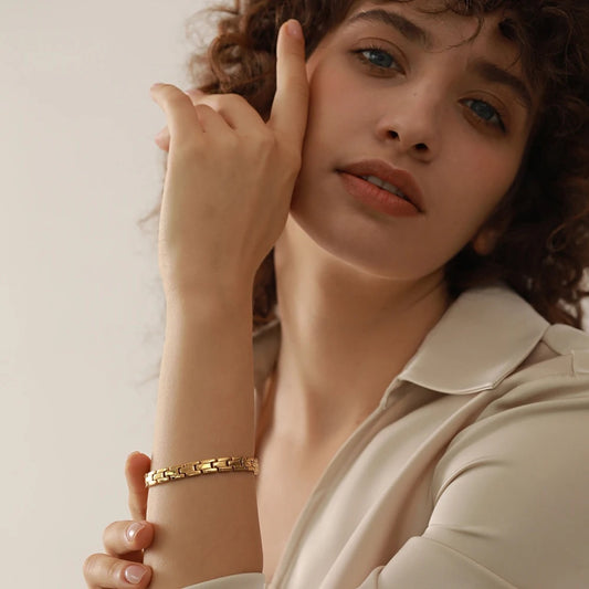 Polished link chain adjustable charm bracelet - product image