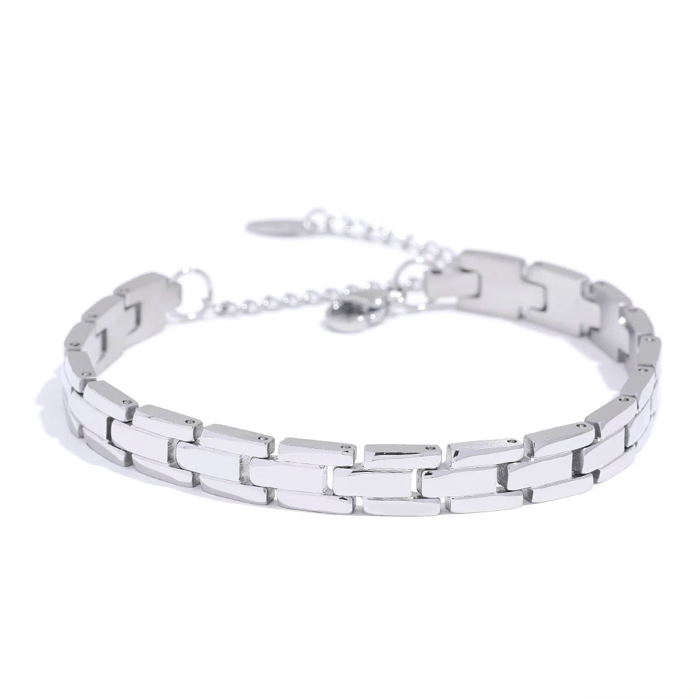 Polished link chain adjustable charm bracelet - product image