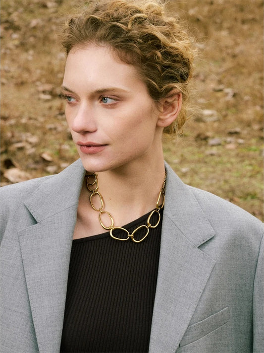 Polished minimalist chain pendant necklace gift - product image