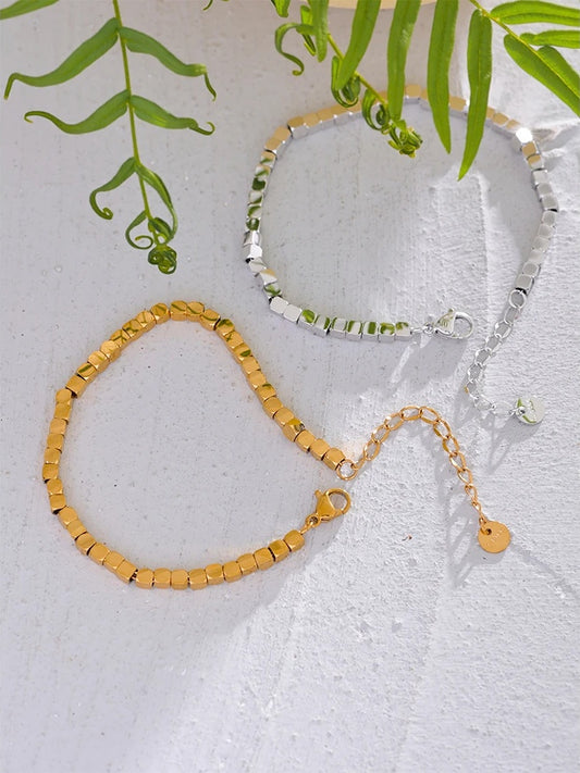 Polished square beads handmade stylish bracelet - product image
