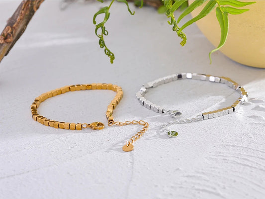 Polished square beads handmade stylish bracelet - product image