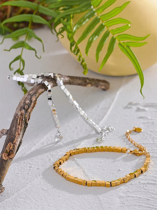 Polished square beads handmade stylish bracelet - product image