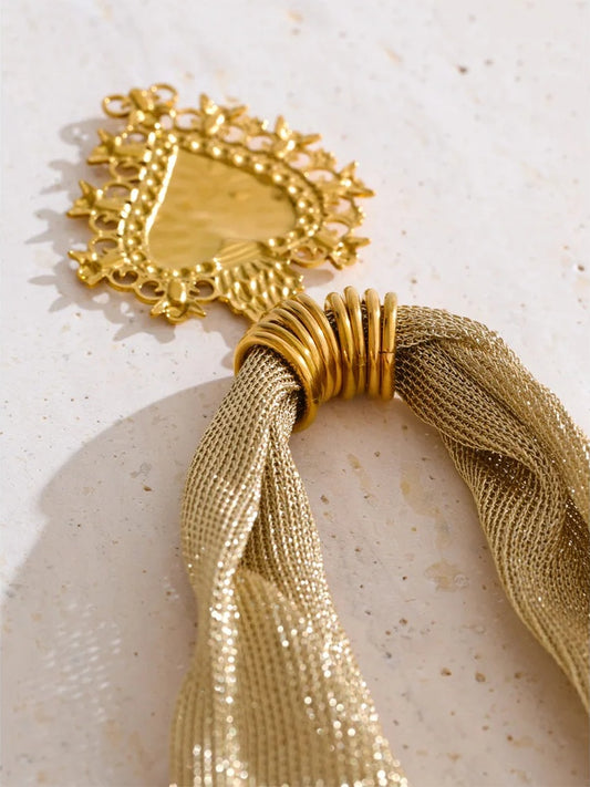 Polyester cloth chain heart pendant necklace - product image