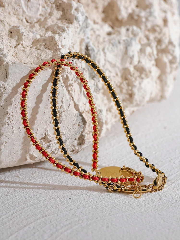 Polyester thread handmade thin charm bracelet - product image