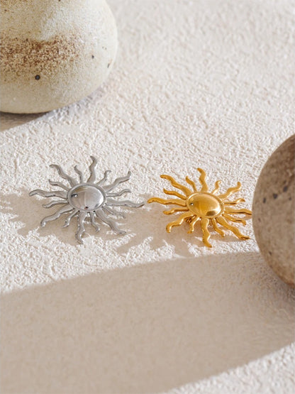 Popular metal sun brooch pin gold silver color - product image