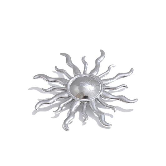 Popular metal sun brooch pin gold silver color - product image
