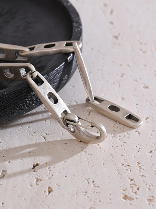 Punk hip hop vintage silver color chain bracelet - product image