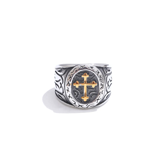 Punk retro cross wide modern finger ring - product image