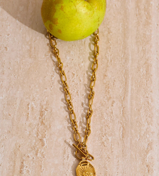 Rectangle double-sided sun moon pendant necklace women - product image
