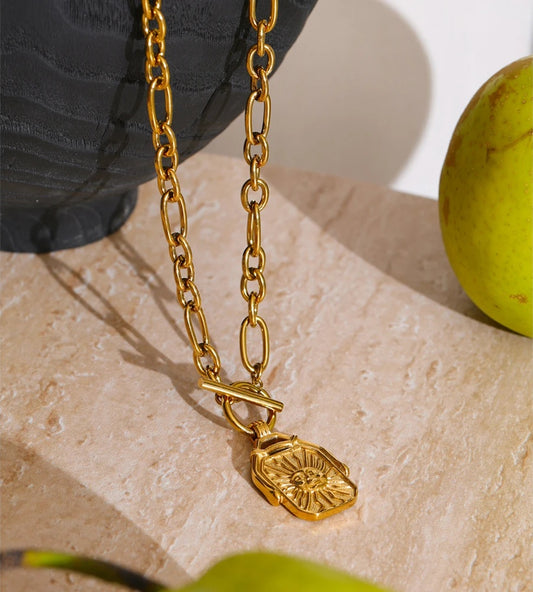 Rectangle double-sided sun moon pendant necklace women - product image