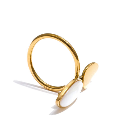 Red agate shell minimalist fashion ring - product image