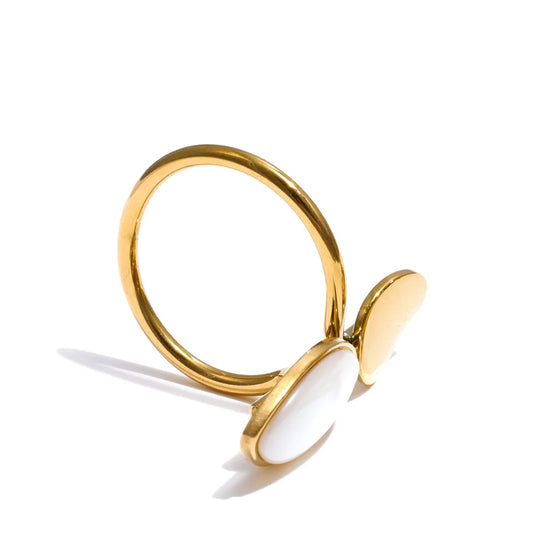 Red agate shell minimalist fashion ring - product image