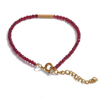 Red Crystal Thin Contemporary Charm Link Chain Bracelet