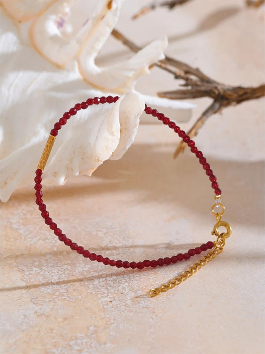 Red crystal thin contemporary charm link chain bracelet - product image