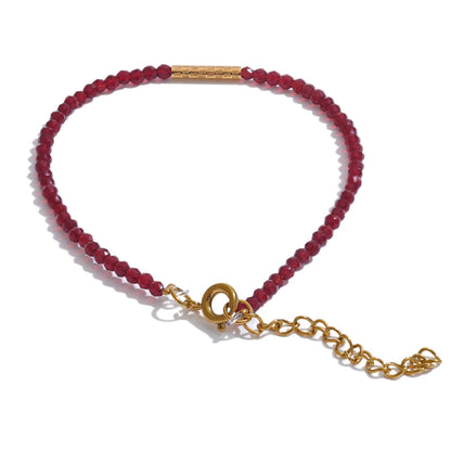 Red crystal thin contemporary charm link chain bracelet - product image
