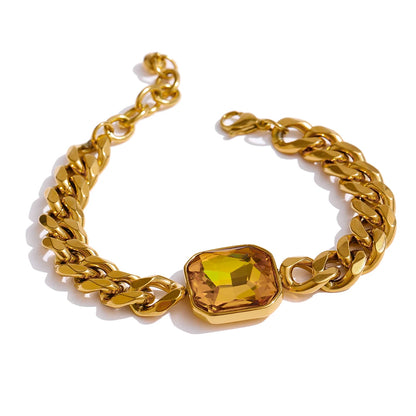 Red cubic zirconia link chain bracelet lobster clasp - product image