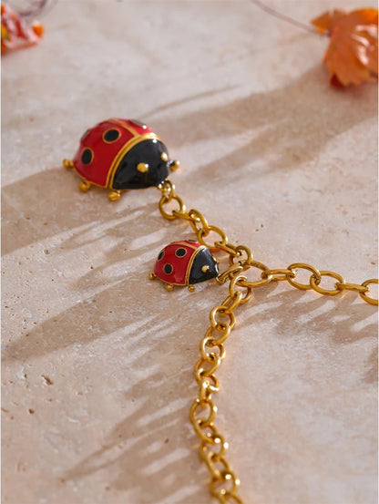 Red insect ladybird chain pendant necklace - product image