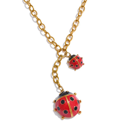 Red insect ladybird chain pendant necklace - product image