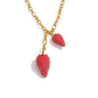 Red Strawberry Charm Pendant Necklace Women