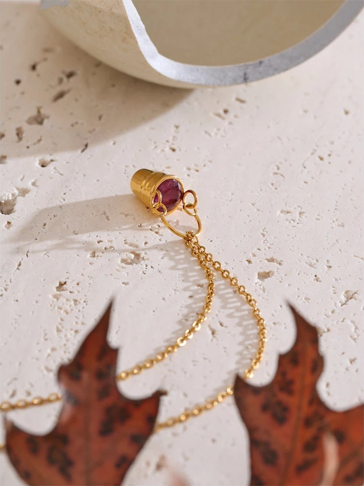 Red zirconia bucket basket pendant necklace - product image