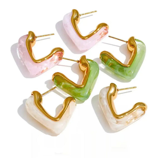 Resin acrylic c shape versatile hoop earrings - product image