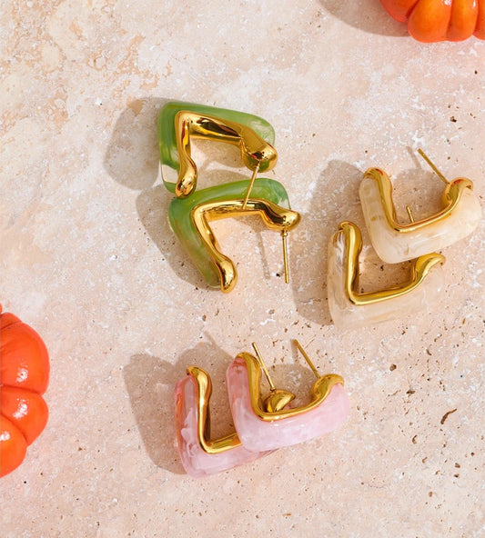 Resin acrylic c shape versatile hoop earrings - product image