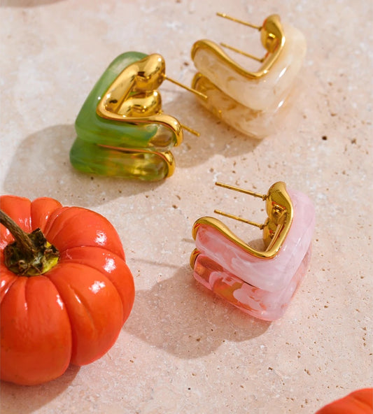 Resin acrylic c shape versatile hoop earrings - product image