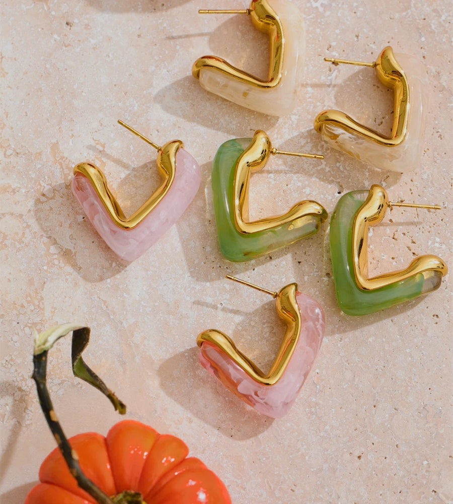 Resin acrylic c shape versatile hoop earrings - product image