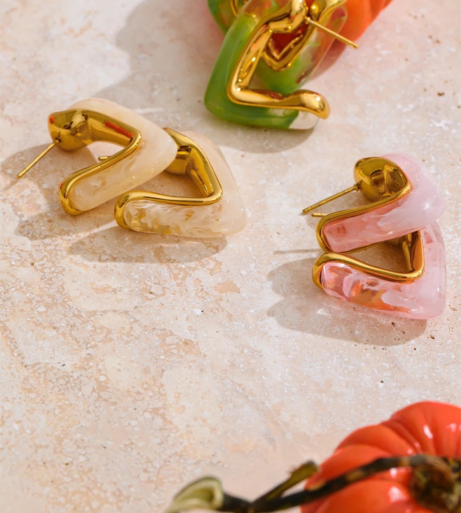 Resin acrylic c shape versatile hoop earrings - product image