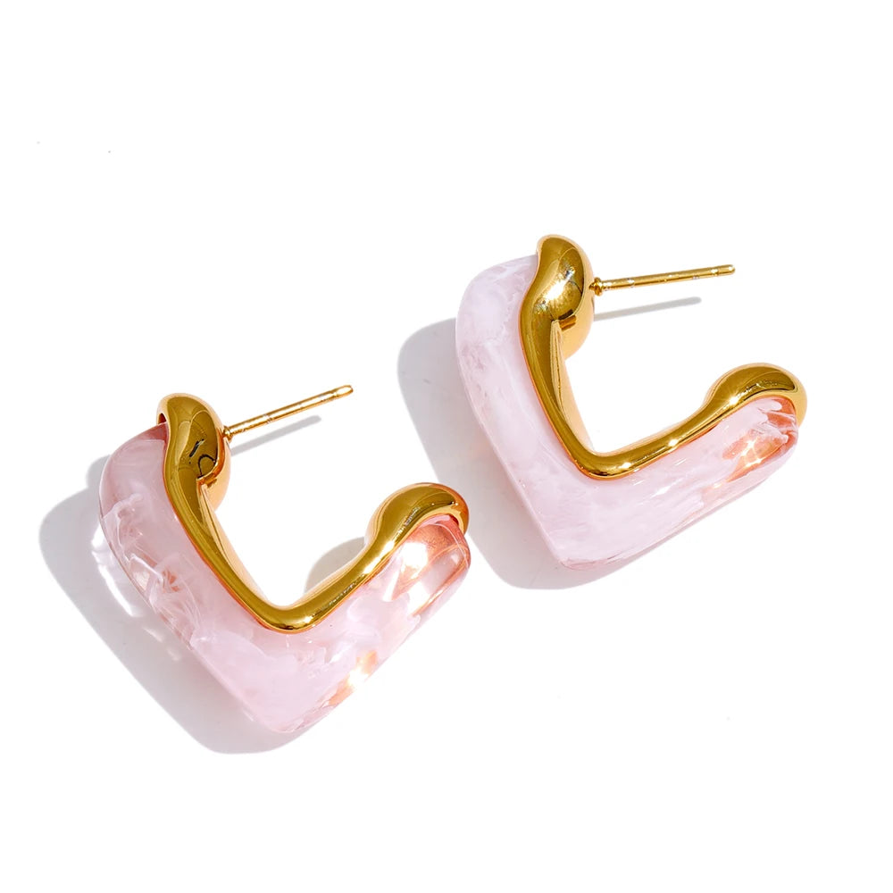 Resin acrylic c shape versatile hoop earrings - product image