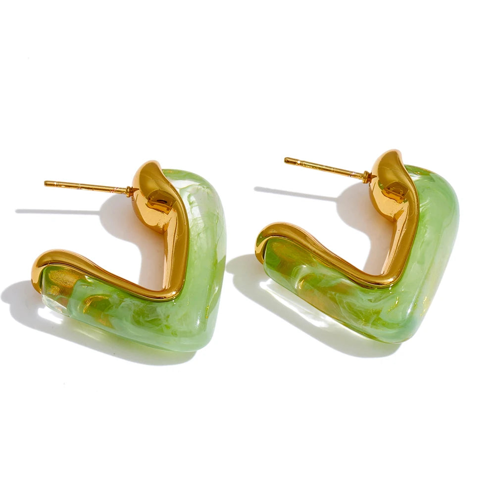 Resin acrylic c shape versatile hoop earrings - product image