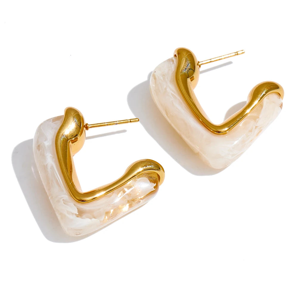 Resin acrylic c shape versatile hoop earrings - product image