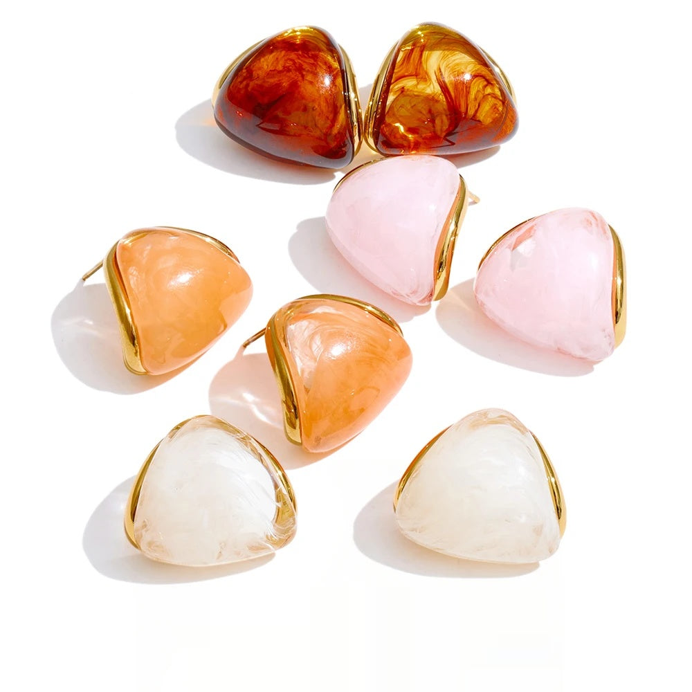 Resin acrylic triangle colorful hoop earrings - product image