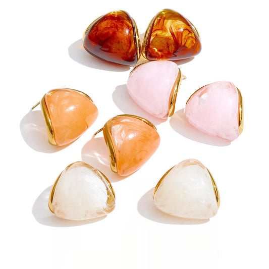 Resin acrylic triangle colorful hoop earrings - product image