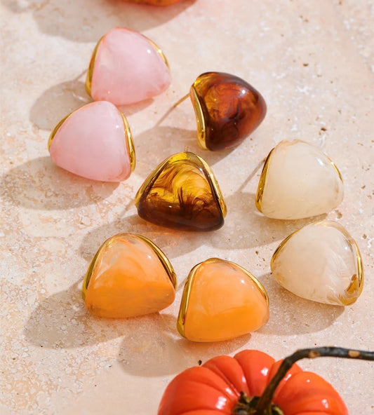 Resin acrylic triangle colorful hoop earrings - product image