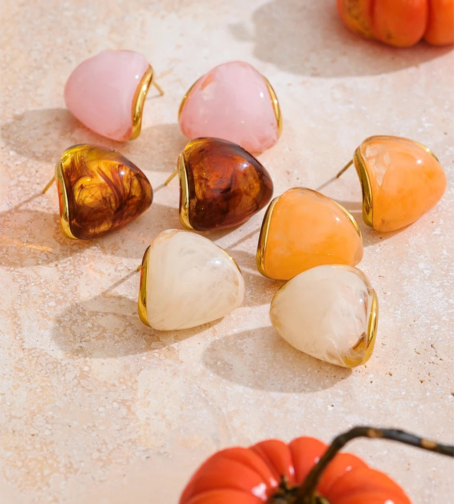 Resin acrylic triangle colorful hoop earrings - product image