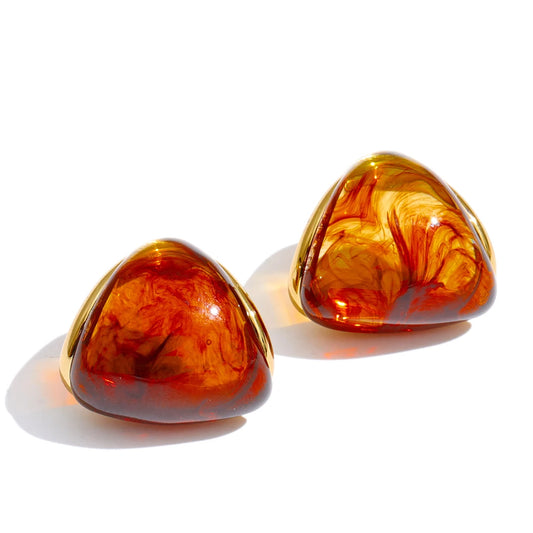 Resin acrylic triangle colorful hoop earrings - product image