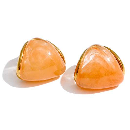 Resin acrylic triangle colorful hoop earrings - product image