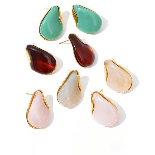 Resin acrylic water drop stud earrings - product image